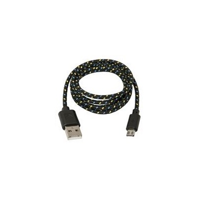 Кабель USB 2.0 Am=>micro B - 1.0 м, тканевая оплетка, черный, Defender (USB08-03T) (87474)