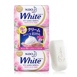 KAO. Увлажняющее крем-мыло для тела на основе кокосового молока КAO "White" аромат розы 3х130г 2397