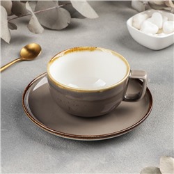 Чайная пара Magistro «Церера», чашка 250 мл, блюдце d=16,3 см, цвет коричневый