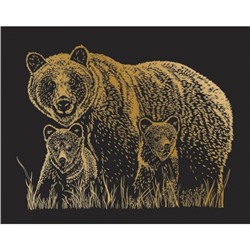 Гравюра 20х25,5 см SGHK №58 "Медведи" (золото) Hobbius