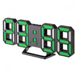 Часы будильник Perfeo LUMINOUS 2", черный корпус/зеленая LED подсветка (PF_B4926)"
