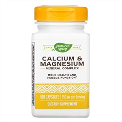 Nature's Way, Calcium & Magnesium Mineral Complex, 750 mg, 100 Capsules