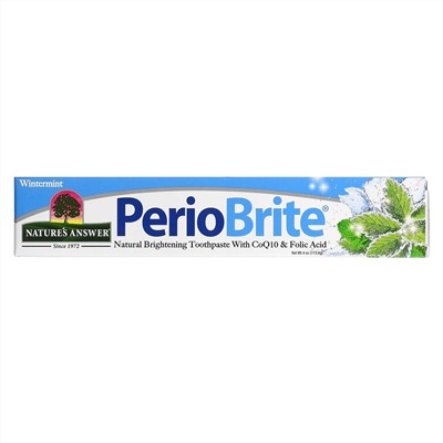 Nature's Answer, PerioBrite, натуральная отбеливающая зубная паста с коэнзимом Q10 и фолиевой кислотой, корица и мята, 113,4 г (4 унции)