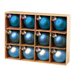 Новогоднее подвесное украшение 12 шт "ШАРЫ Голубые оттенки" из стекла 3х3х3 см 89699 Феникс-Презент