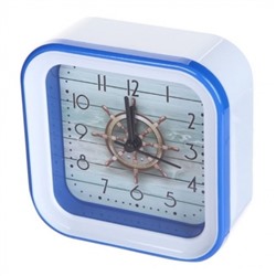Часы будильник Perfeo Quartz PF-TC-006, квадратные, 10x10 см, штурвал (PF_C3106)