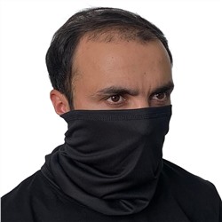 Черная маска бафф – дышащий материал, маскировка + защита от ветра, холода, солнца№49