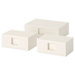BYGGLEK БЮГГЛЕК LEGO® контейнер с крышкой, 3 шт., белый