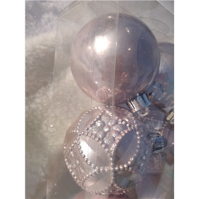 Набор шаров пластик d-6 см, 6 шт розовые/фигурные