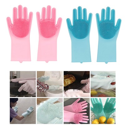 Многофункциональные силиконовые перчатки-скрубберы 2 шт