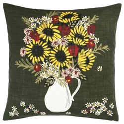 DEKORERA ДЕКОРЕРА, Чехол на подушку, темно-зеленый цветы и листья, 50x50 см