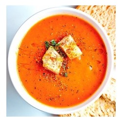 Крем-суп Томатный с фасолью, гренками и мясом (1 порция)
