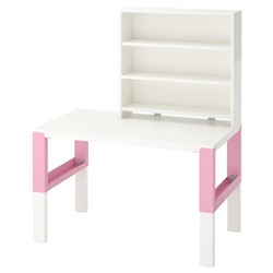 ПОЛЬ, Письменн стол с полками, белый, розовый, 96x58 см