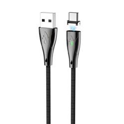 Кабель USB 3.1 Type C(m) - USB 2.0 Am - 1.2 м, магнит, ткан. оплётка, чёрный, Hoco U75 Blaze