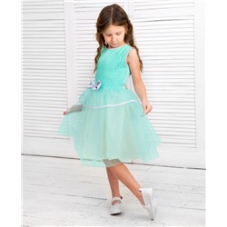 Ментоловое нарядное платье с сеткой для девочки 84262-ДН20
