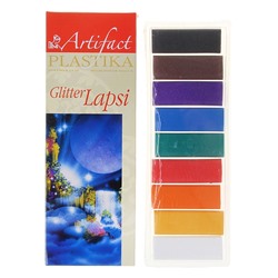 Пластика - полимерная глина набор, LAPSI GLITTER, 9 цветов с блёстками по 20 г