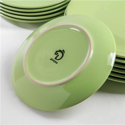 Набор тарелок Доляна «Пастель», 18 предметов: 6 тарелок d=19 см, 6 тарелок d=27 см, 6 мисок d=19 см, цвет зелёный
