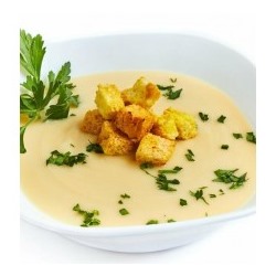 Крем-суп картофельный с сыром, гренками и мясом (1 порция)