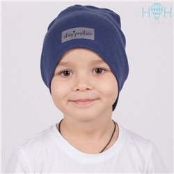 ШВ21-03850404 Двухслойная шапка c нашивкой "Stay positive", индиго