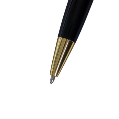 Ручка подарочная, шариковая "Рябь", поворотная, в пластиковом футляре, чёрная с золотистыми вставками