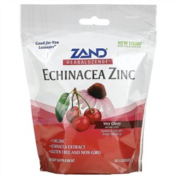 Zand, Herbalozenge, травяные леденцы с эхинацеей и цинком, вкус вишни, 80 леденцов