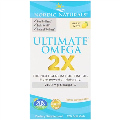 Nordic Naturals, Ultimate Omega 2X, 2150 мг, 120 мягких желатиновых капсул