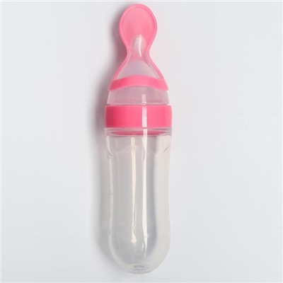 Бутылочка для кормления с ложкой, силикон, от 5 мес., 90 мл., цвет МИКС
