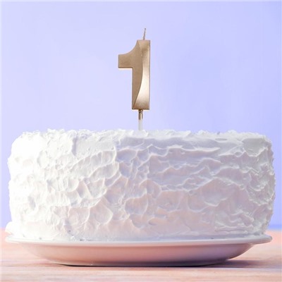 Свеча в торт цифра "1" , шампань, 3,5 х 12 см