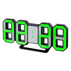 Часы будильник Perfeo LUMINOUS", черный корпус/зеленая LED подсветка (PF_5198)"