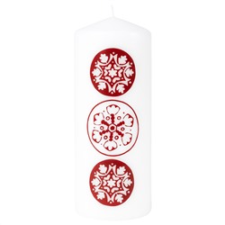 VINTER 2020 ВИНТЕР 2020, Неароматич свеча формовая, орнамент «снежинки» белый/красный, 20 см