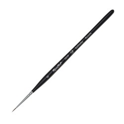 Кисть Колонок круглая Roubloff серия 101F № 0, ручка короткая фигурная чёрная матовая, белая обойма