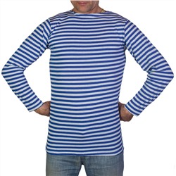 Тельняшка мужская с длинным рукавом (голубая полоса) - 100% хлопок, любые размеры, лучшая цена! №512