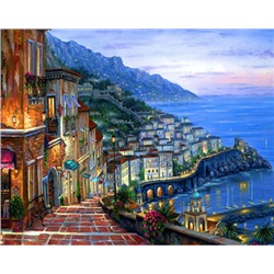 Набор Мозаика Алмазная Вышивка, Вечерний Город, рисунок с клеевой основой, 34×24см