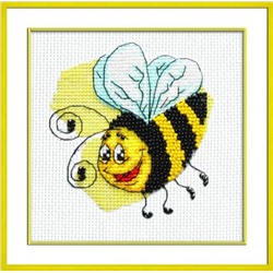 Набор Вышивки, Пчелка, Канва Аида 13×13 см, Мулине 6 цветов, Бисер Чехия 2 цвета