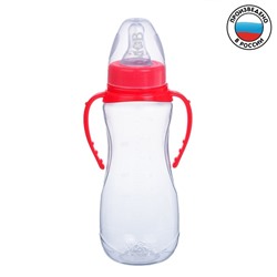 Бутылочка для кормления детская приталенная, с ручками, 250 мл, от 0 мес., цвет красный