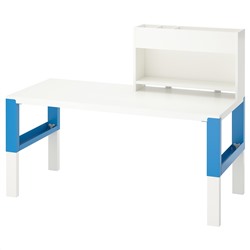 ПОЛЬ, Стол с дополнительным модулем, белый, синий, 128x58 см