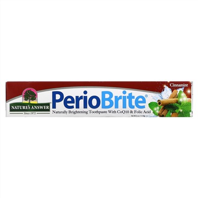 Nature's Answer, PerioBrite, натуральная осветляющая зубная паста с коэнзимом Q10 и фолиевой кислотой, корица и мята, 113,4 г (4 унции)