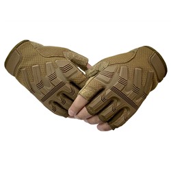 Тактические перчатки для спецоперации беспалые хаки-песок  (B53) №105 - Верхняя сторона перчаток выполнена из эластичного, дышащего материала. Ладонь из искусственной замши с усиливающими накладками, поглощающими удары, вибрацию и увеличивающими срок службы