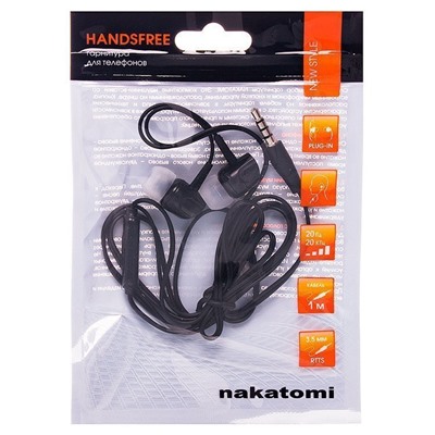 Проводные наушники с микрофоном внутриканальные Nakatomi ES-A11, 3.5 Jack (black)