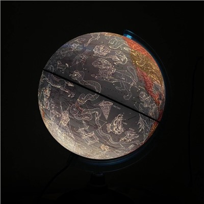 Глобус политический "День и ночь", диаметр 250 мм, звездное небо, подсветка от батареек