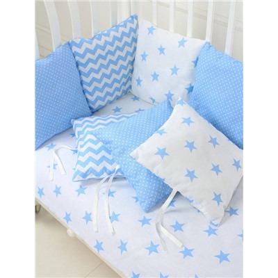 Набор бортиков для новорожденного (одеяло +12 подушек) - Голубой