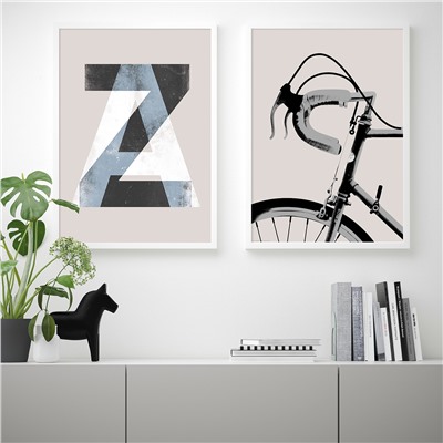 BILD БИЛЬД, Постер, Черно-белый велосипед, 50x70 см