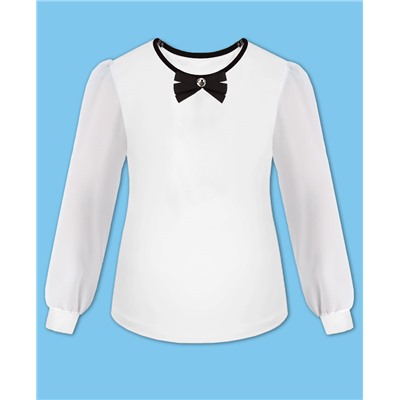 Школьный джемпер (блузка) для девочки с шифоновыми рукавами 7883-ДШ21