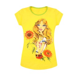 Жёлтая футболка для девочки 82551-ДЛС19