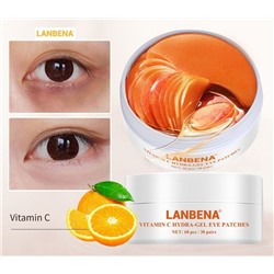 SALE 30%  Lanbena Гидрогелевые патчи для области вокруг глаз с витамином С и гидролизованным коллагеном ,60 шт (30 пар).​