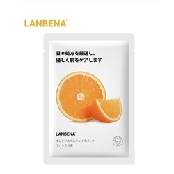 Sale 15%! Lanbena Отбеливающая, тканевая маска с экстрактом апельсина, 25 мл.