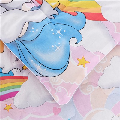 Одеяло Поплин облегченное -15  с детским рисунком (Лен-Хлопок) - "Карусельки"