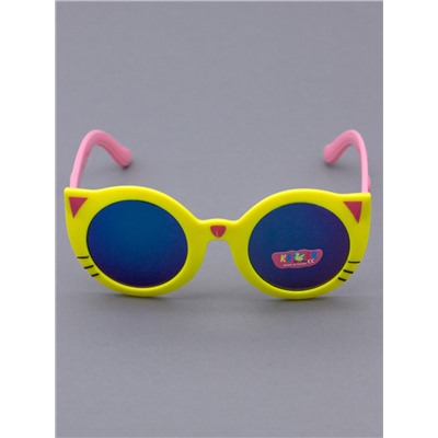 Очки детские "Кошечка" с синими стеклами, розовые заушники, желтый