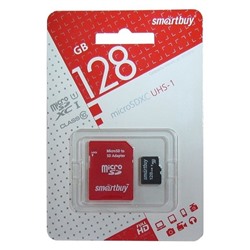 Карта памяти microSD Smartbuy 128GB + адаптер SD Class 10