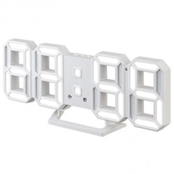 Часы будильник Perfeo LUMINOUS 2", белый корпус/белая LED подсветка (PF_B4921)"