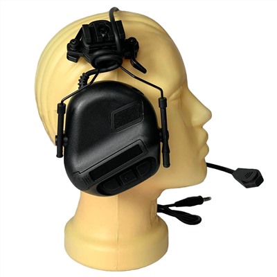 Активные шумоподавляющие наушники спецоперации (черные) - В комплекте идут крепления на тактический шлем, позволяющие монтировать наушники непосредственно на рельсы ARC шлемов типа FAST, PASGT, ACH, MICH и др. Имеют регулировку громкости для подстройки под слух оператора№55